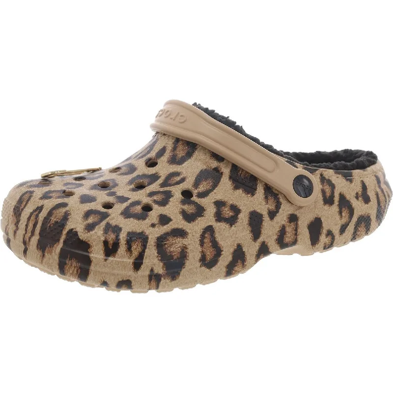 Flats for local boutique-Crocs Womens Classic Lined Clueless  Faux Fur Lined Animal Print Clogs