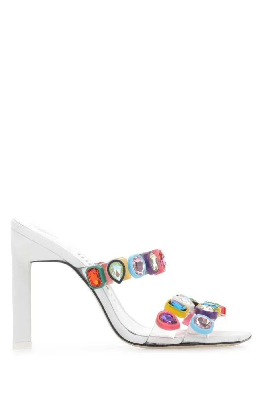 Sandals with lightweight heels-THE ATTICO Embellished PVC Nanci Flat Sandals - 10 cm Heel