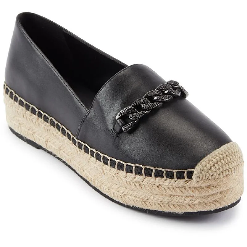 Flats with cap style-Karl Lagerfeld Paris Womens Mox Leather Emebllished Espadrilles