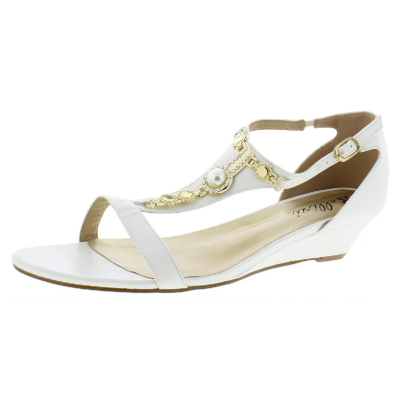 Sandals with delicate ankle ties-Bellini Womens Slip On Ankle Strap Wedge Sandals