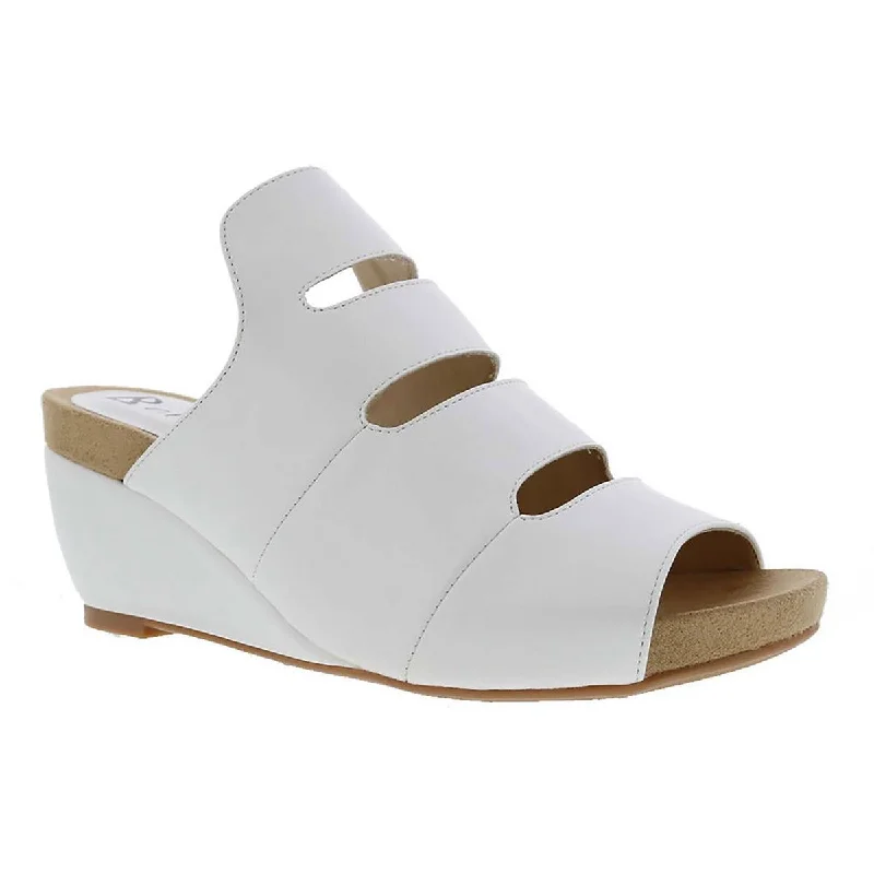 Sandals for sunny getaways-Bellini Womens Whit Faux Leather Peep-Toe Wedge Sandals