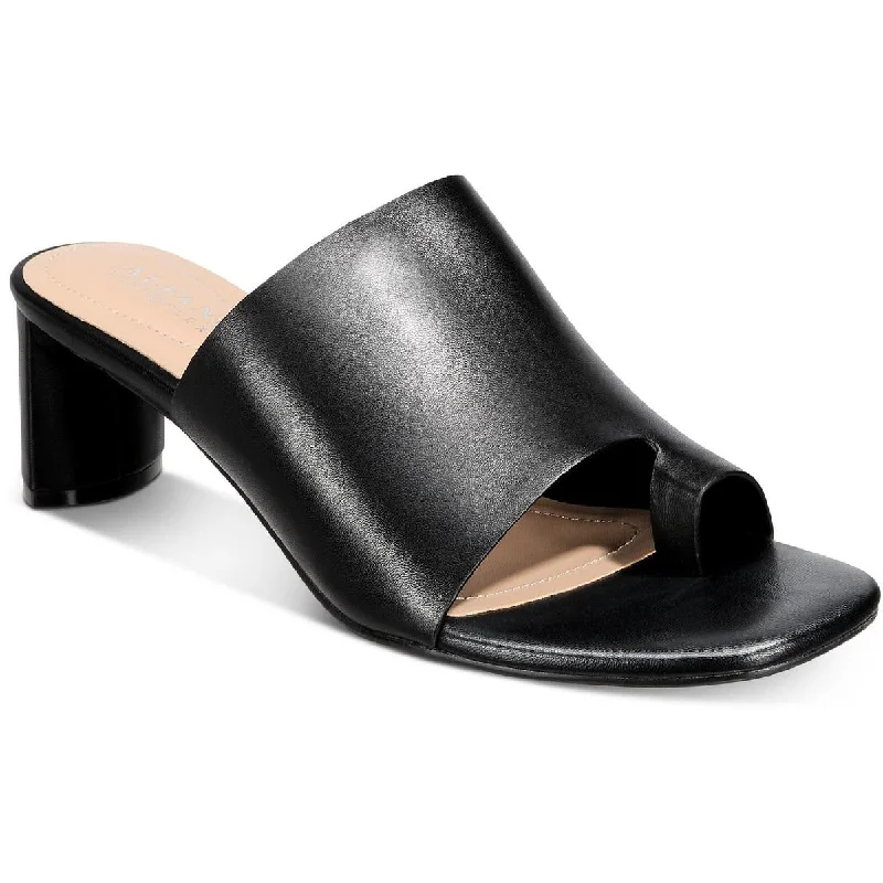 Sandals for relaxed strolls-Alfani Womens Colyerrl Leather Block Heel Slide Sandals