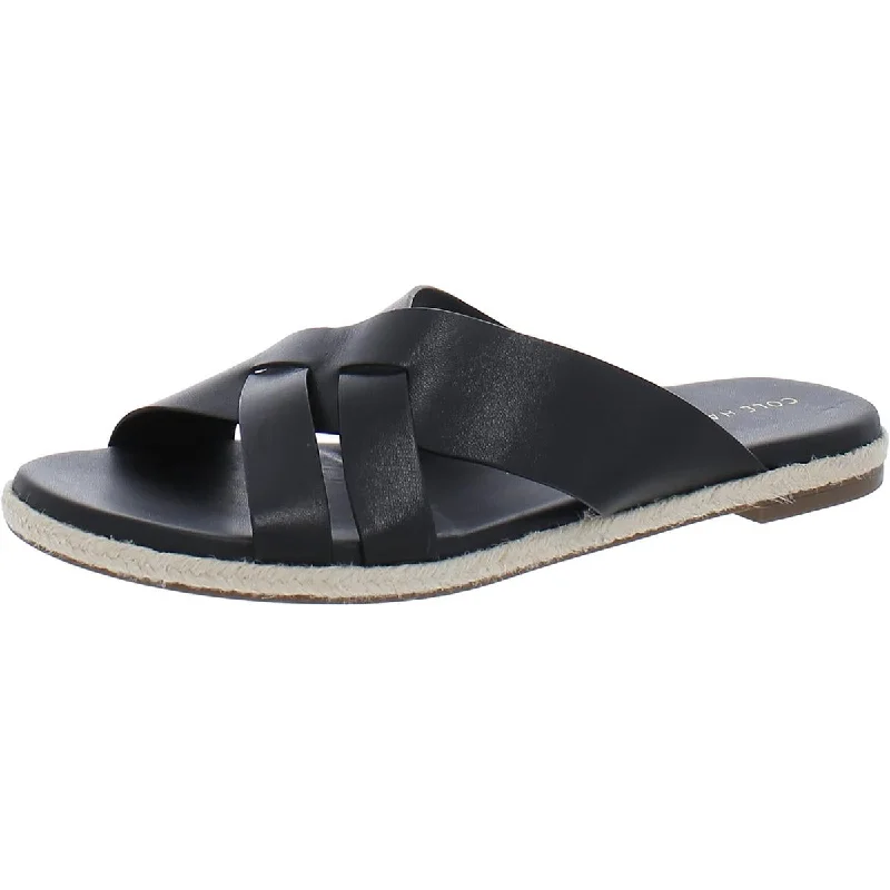 Sandals for laid-back vibes-Cole Haan Womens Faux Leather Slip-On Slide Sandals