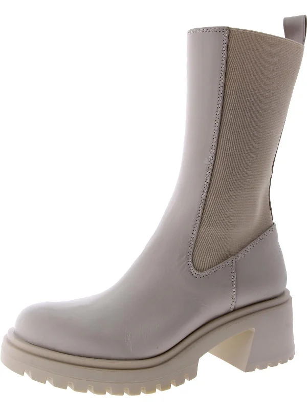 Hesitant Womens Pull On Moto Mid-Calf Boots