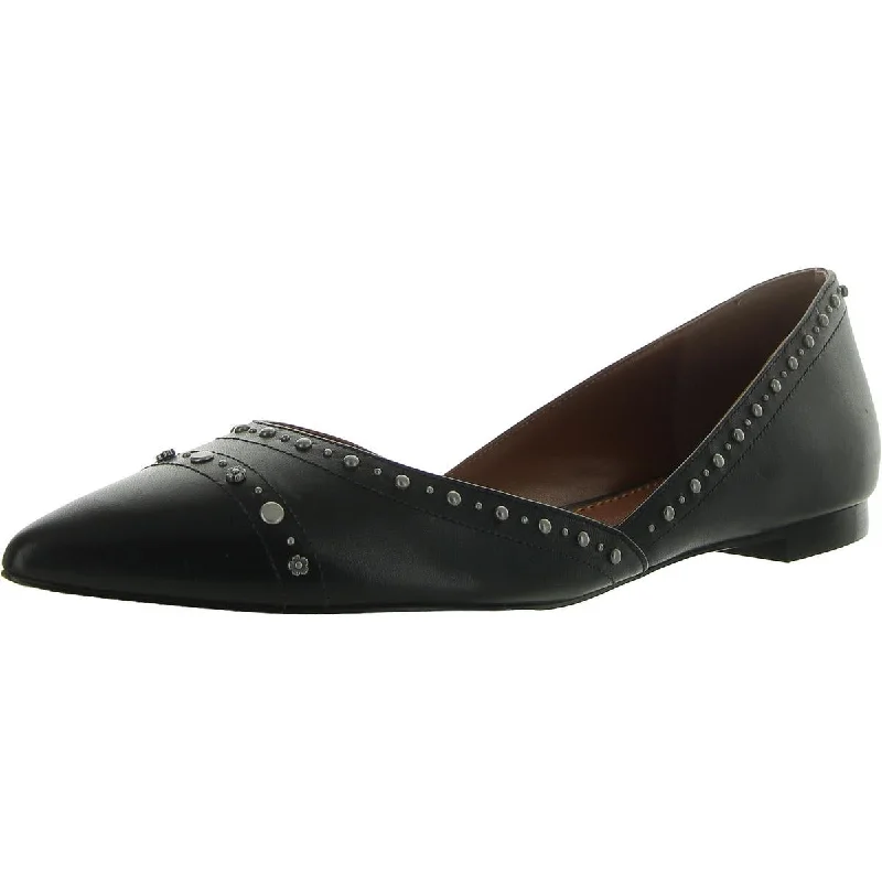 Flats for museum visit-Coach Womens Leather Pointed Toe Ballet Flats