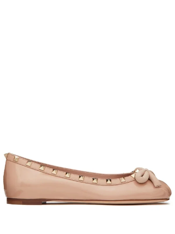 Flats with open feel-VALENTINO GARAVANI Rockstud Leather Ballet Flats for Women