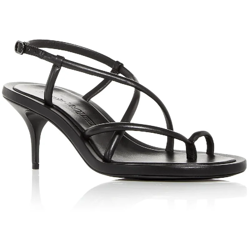 Sandals for beachside vibes-Alexander McQueen Womens Leather Kitten Heel Strappy Sandals