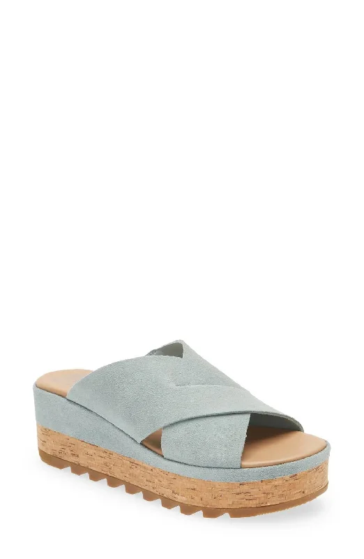 slippers with added supportCameron Flatform Mule In Crushed Blue, Sea Salt