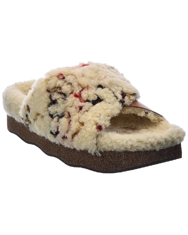 slippers for quiet balanceChloe Wavy Shearling & Leather Slide