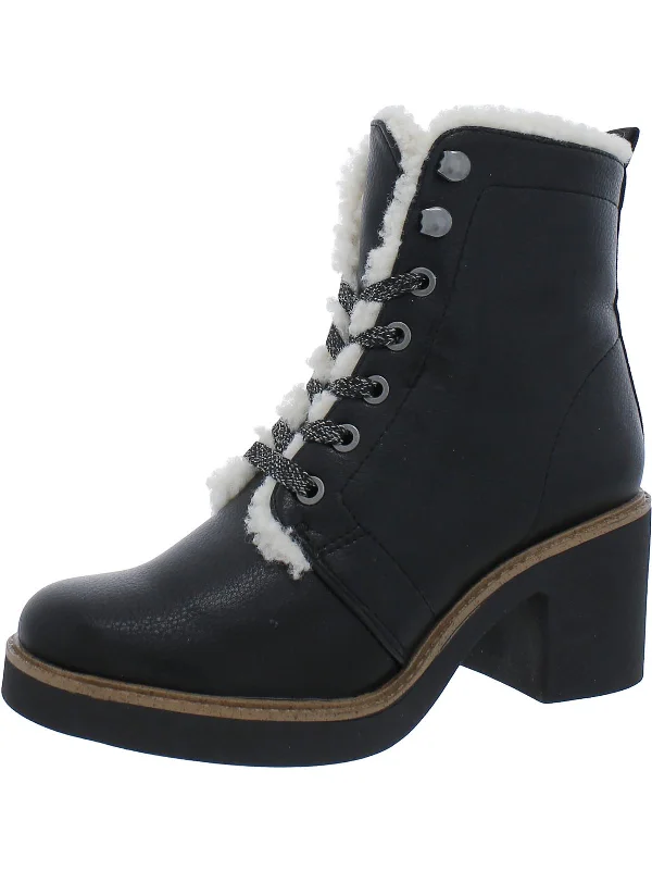 Can ankle boots be worn with hoodies-boots for all seasons-Womens Faux Leather Faux Fur Lined Ankle Boots