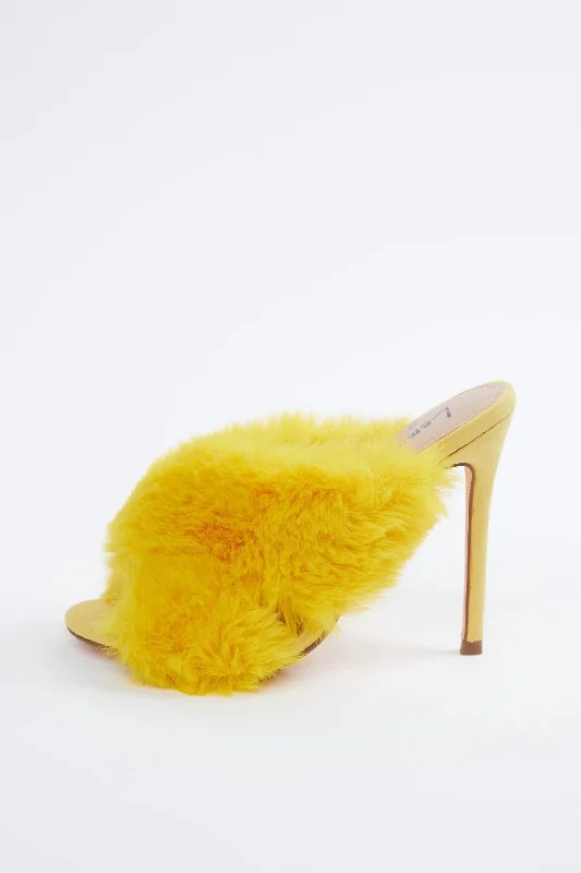 slippers for swift restFaux-Fur Vegetarian Suede Mules In Yellow