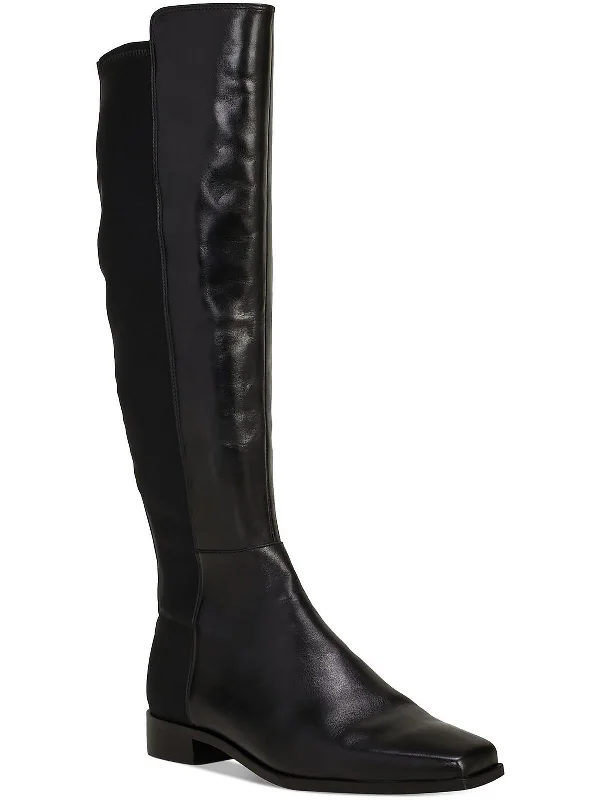 Womens Leather Wide Calf Knee-High Boots