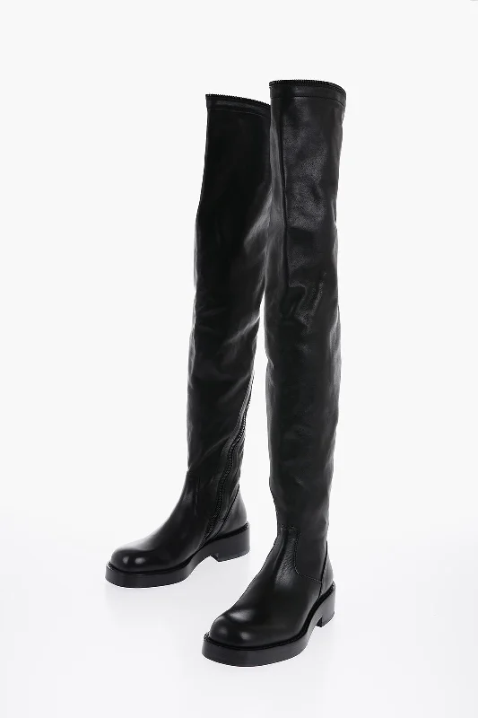 Ann Demeulemeester Leather Nicky High Boots With Zip Detailing