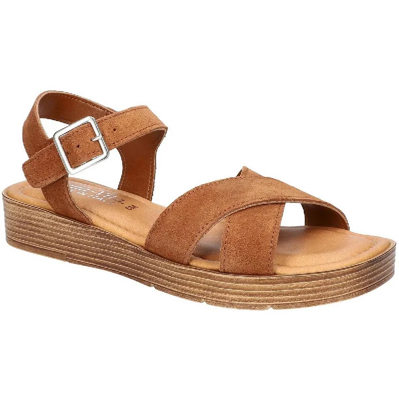 Sandals for warm weather comfort-Bella Vita Womens Car-Italy Suede Criss-Cross Front Wedge Sandals