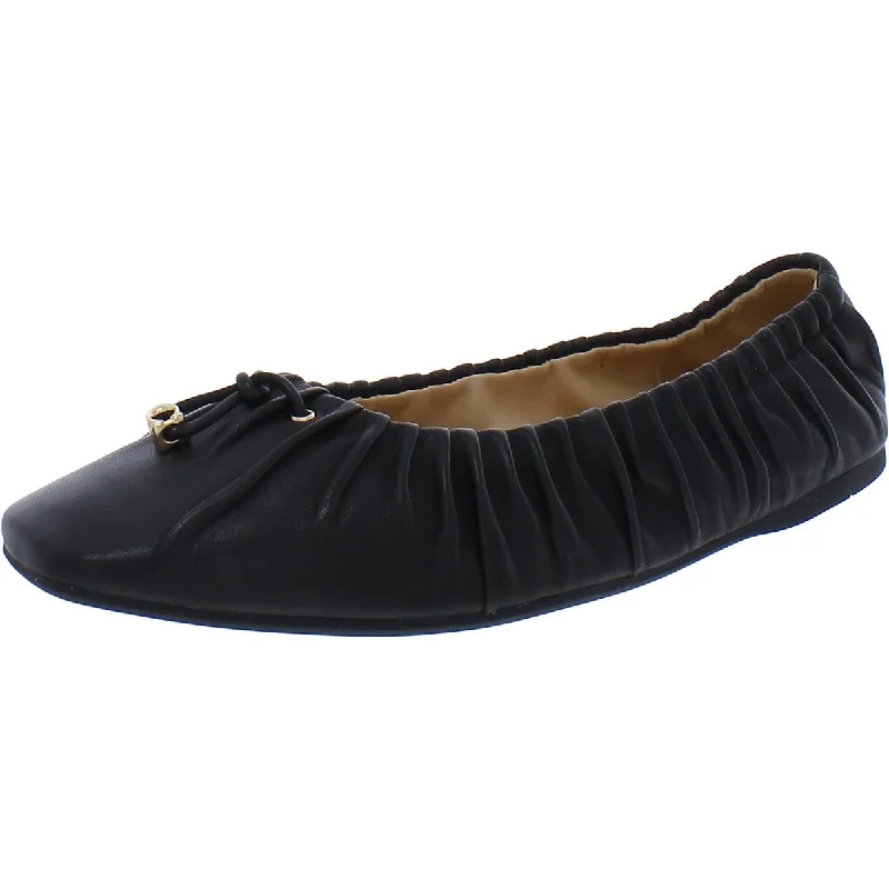 Flats for job interview-Coach Womens ELENOR LEATHER Faux Leather Flat Ballet Flats