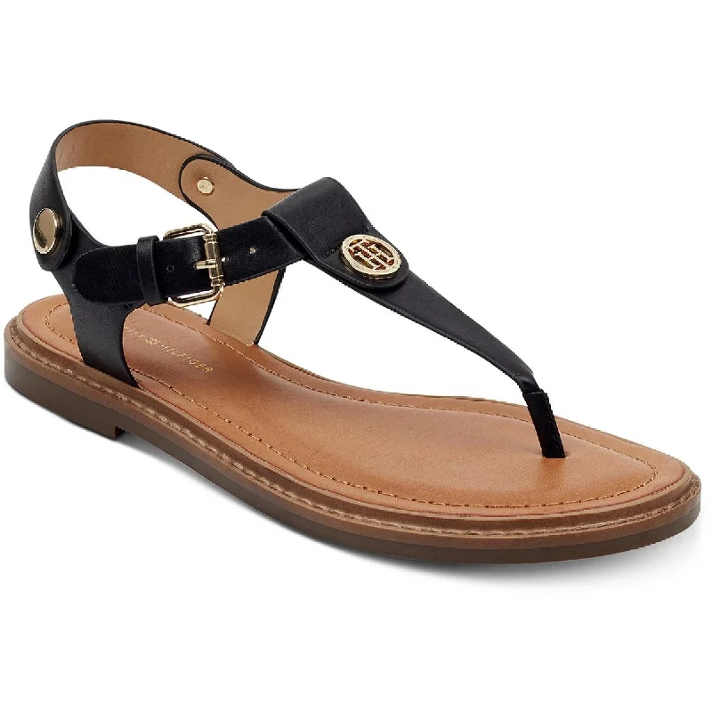 Sandals with lightweight construction-Tommy Hilfiger Womens Bennia Faux Leather Sling Back Thong Sandals