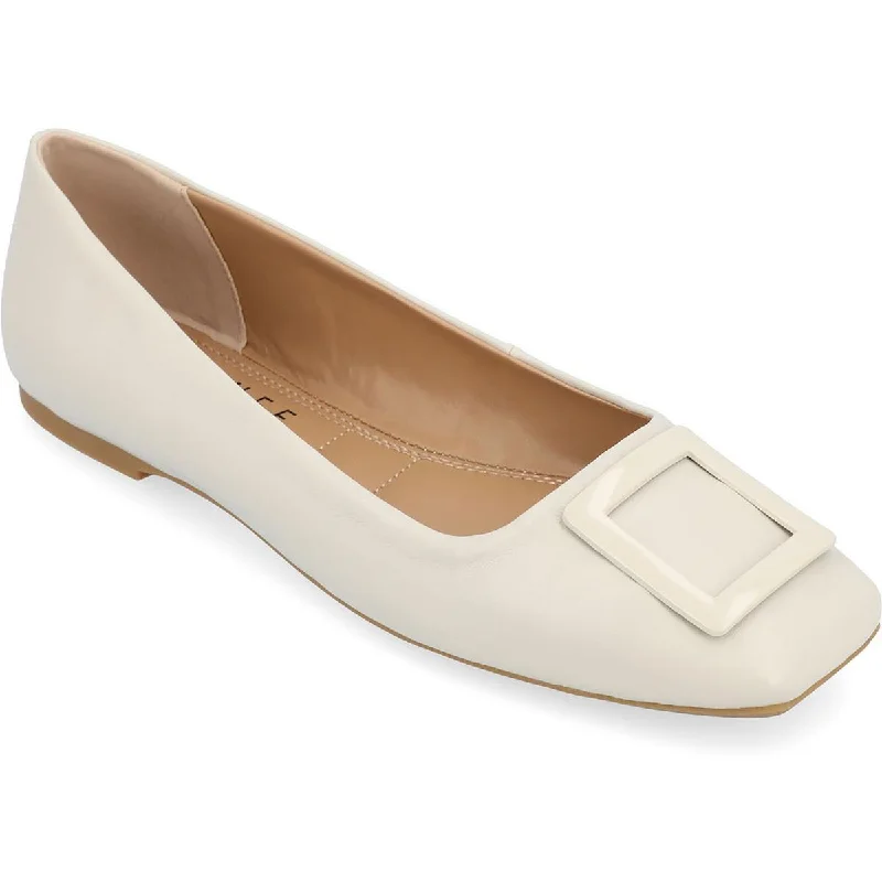 Flats with velvet texture-Journee Collection Womens Faux Leather Embellished Ballet Flats