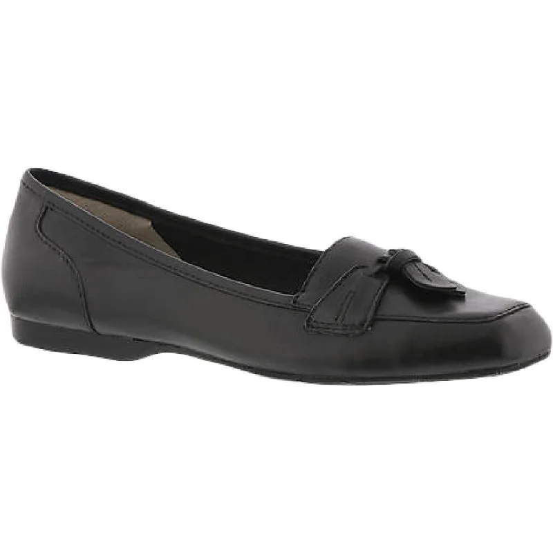 Flats with satin feel-Array Womens Hamilton Leather Square Toe Ballet Flats