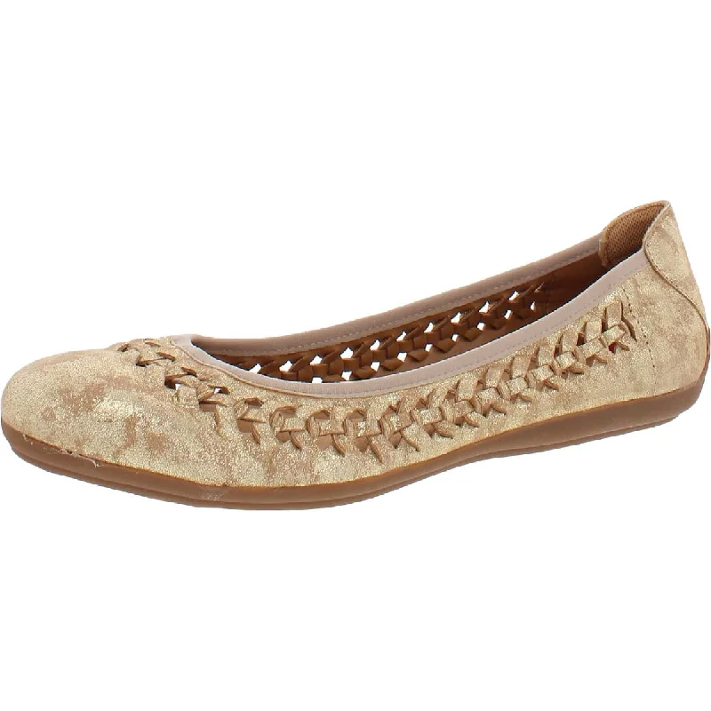 Flats for film festival-Comfortiva Womens Metallic Round Toe Ballet Flats