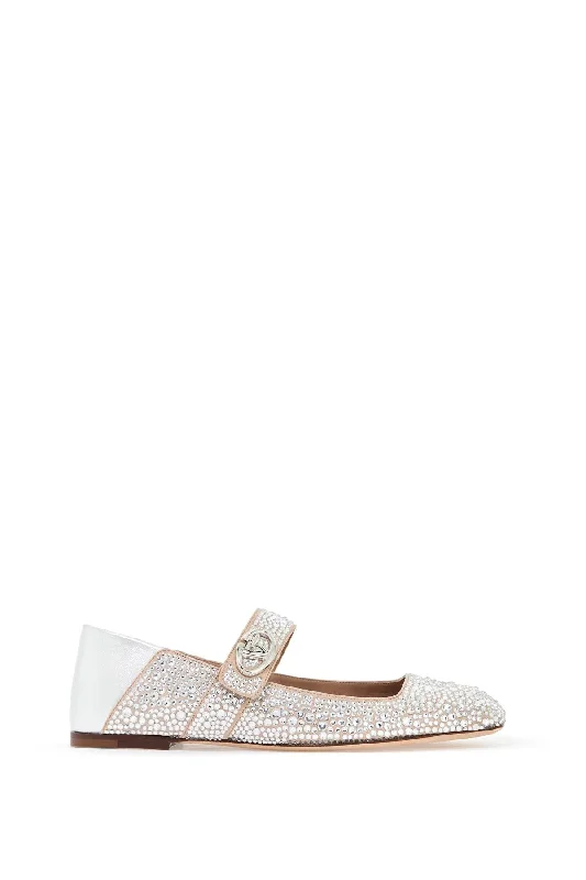 Flats with satin design-VALENTINO GARAVANI Crystal-Embellished Suede Mary-Jane Flats