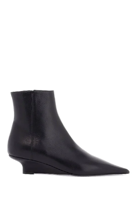 How to store ankle boots properly-boots with anti slip soles-Toteme Elegant And Modern Black Leather Ankle Boots With Zip