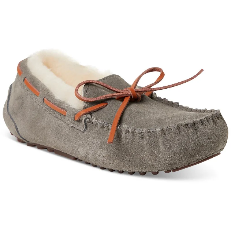 Flats with synthetic design-Fireside by Dearfoams Womens Suede Slip-On Moccasins