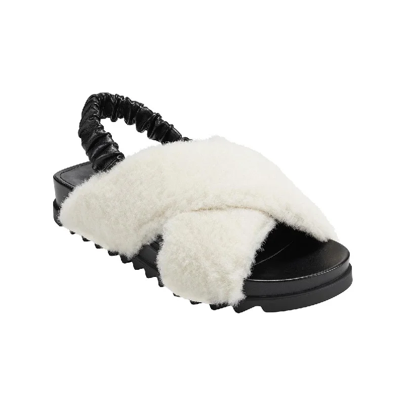 Sandals for warm weather fun-Marc Fisher Womens Javin 2 Faux Fur Flat Slingback Sandals