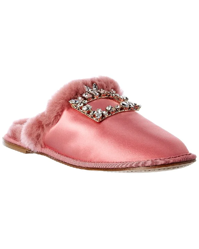 slippers with padded footingRoger Vivier Hotel Vivier Broche Satin Mule