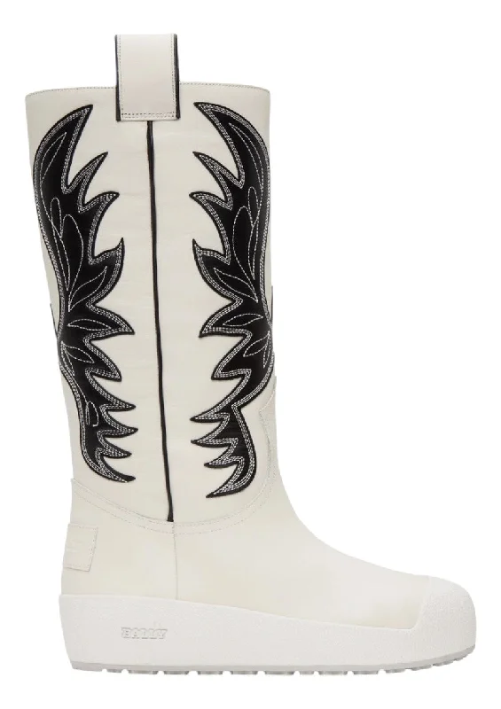 Bally Chambery 6302936 Women's White Leather Knee-High Boot