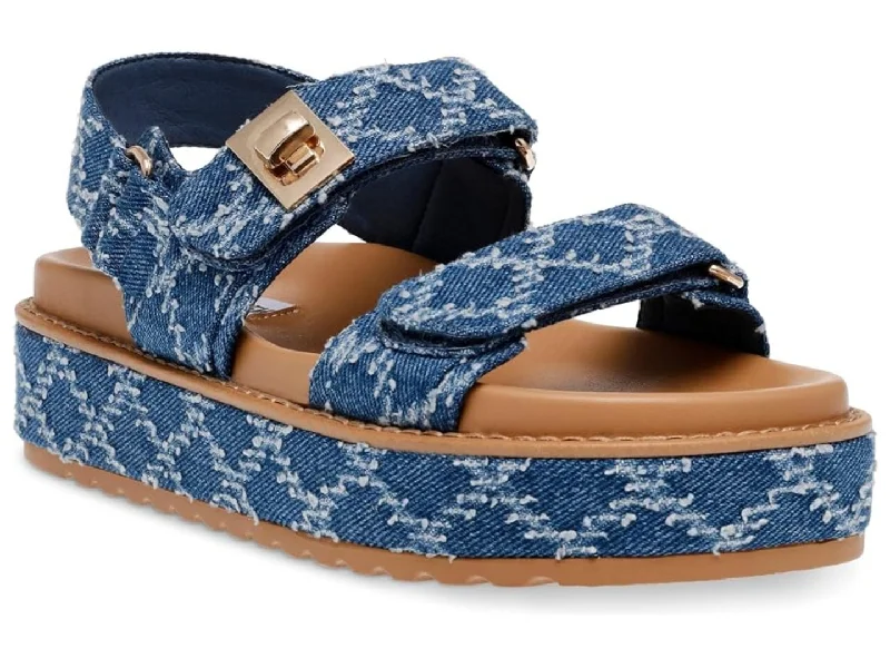 Sandals with modern platform soles-Steve Madden: Big Mona in Denim Multi