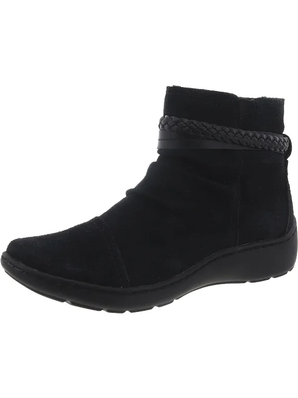 Where to find elegant ankle boots-boots with padded ankle-CORA BRAIDBOOT Womens Suede Comfy Ankle Boots