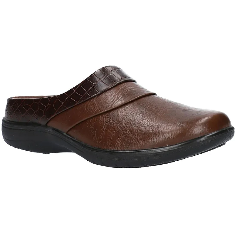 Flats for camping trip-Easy Street Womens Swing Faux Leather Slip-On Mules