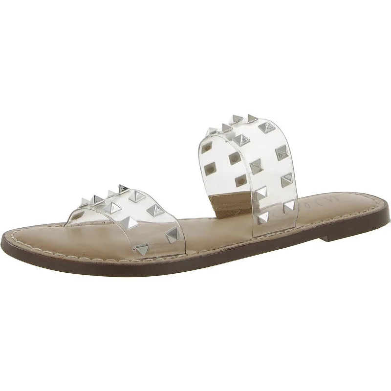 Sandals with airy straps-Wild Pair Womens Ginnie Studded Slip On Flat Sandals