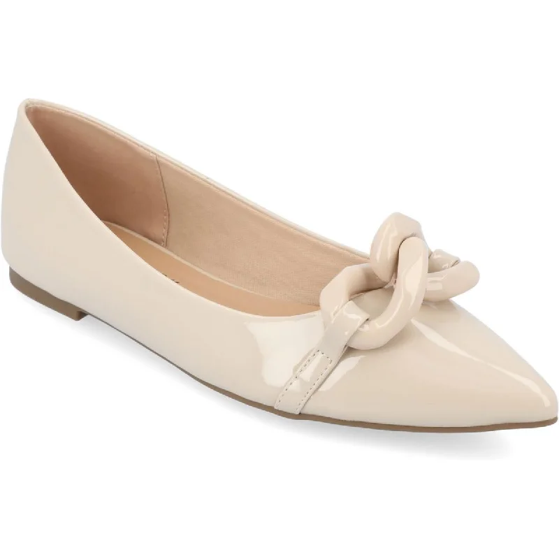 Flats with applique style-Journee Collection Womens Chain Flat Ballet Flats