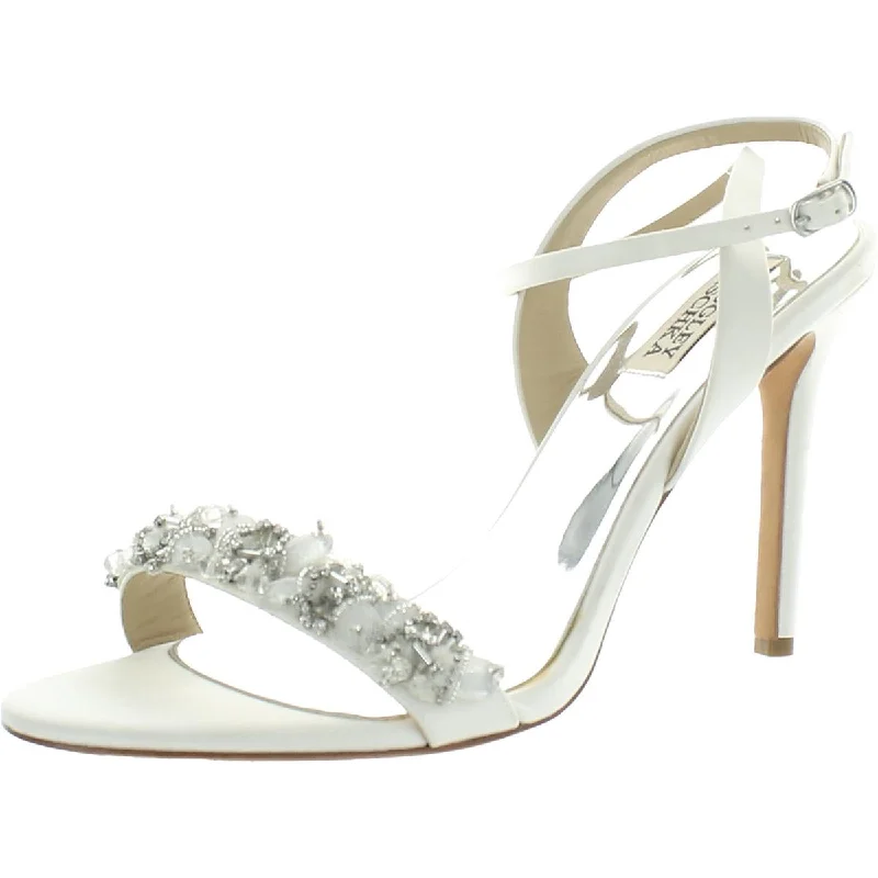 Sandals with adjustable padding-Badgley Mischka Womens Taryn Satin Slingback Sandals