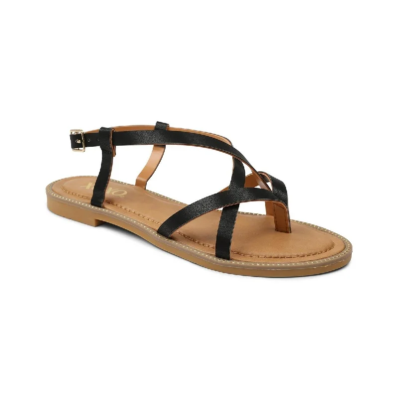 Sandals for relaxed strolls-XOXO Womens Maury Faux Leather Strappy Flat Sandals