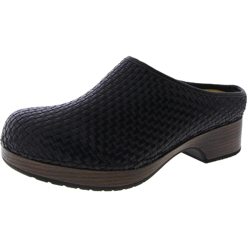 Flats for vintage shop-Easy Works by Easy Street Womens Soleia Faux Leather Woven Clogs