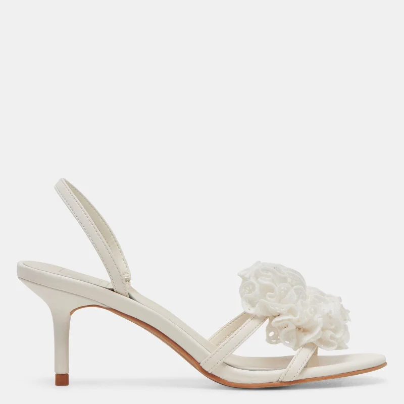 Cecila Heels White Floral Eyelet