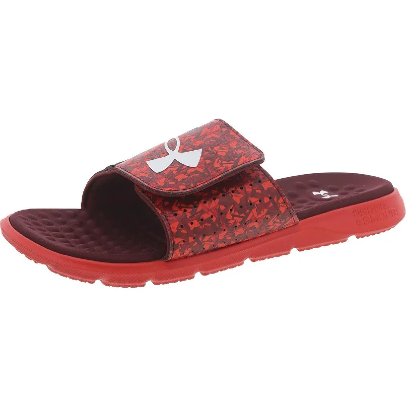 Sandals with adjustable ankle straps-Under Armour Mens Adjustable Memory Foam Slide Sandals