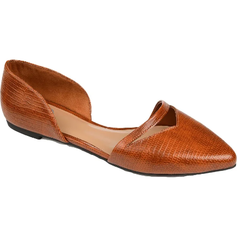 Flats with rubber style-Journee Collection Womens Braely Faux Leather D'Orsay Flats