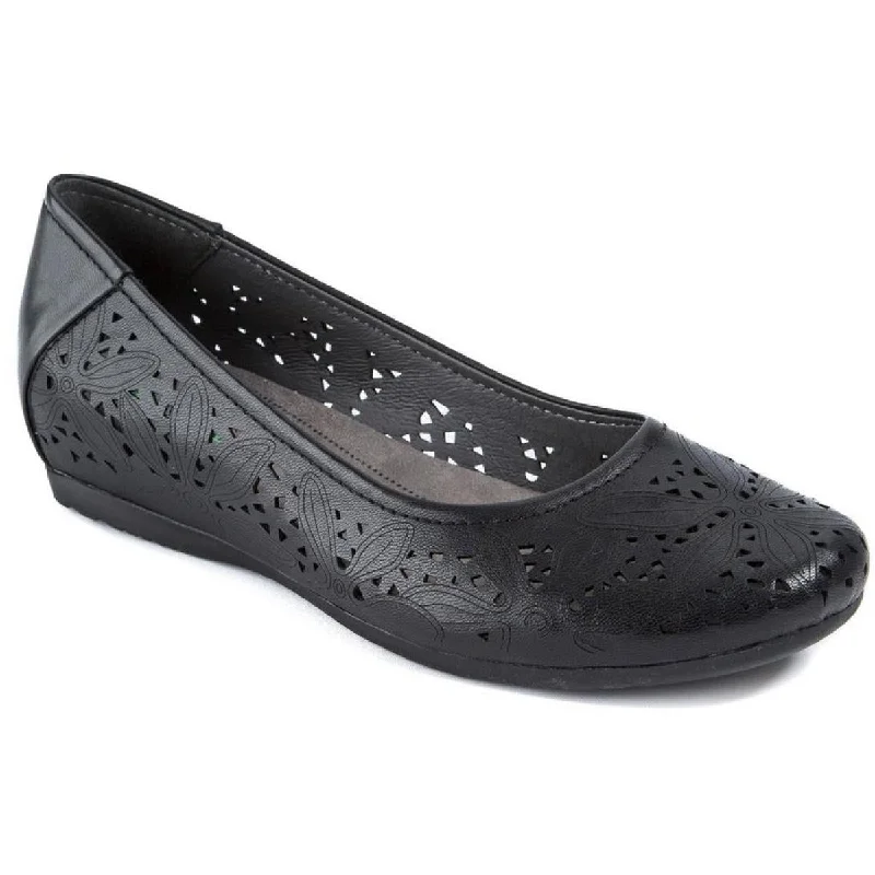 Flats with pearl style-Baretraps Womens Mariah Faux Leather Slip On Ballet Flats