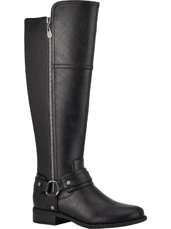 Harlea Womens Faux Leather Harness Knee-High Boots