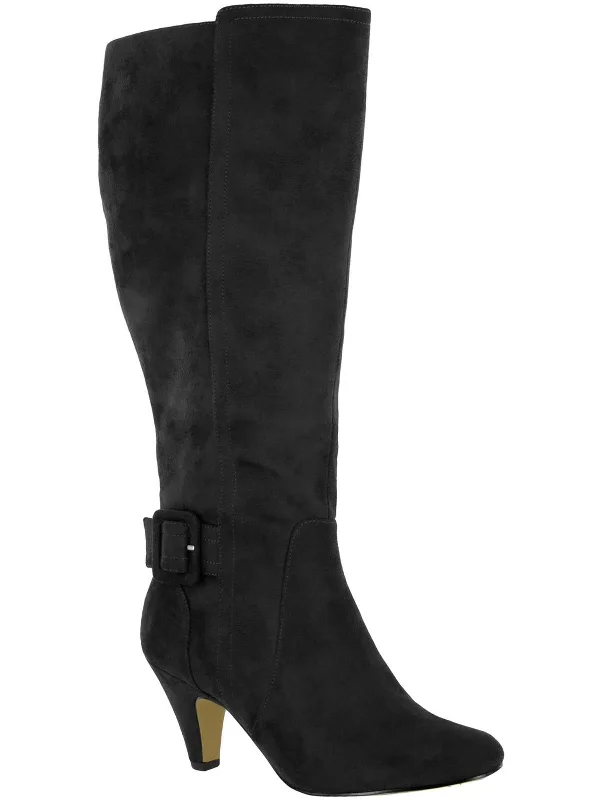 Troy II Plus Womens Faux Suede Wide Calf Mid-Calf Boots