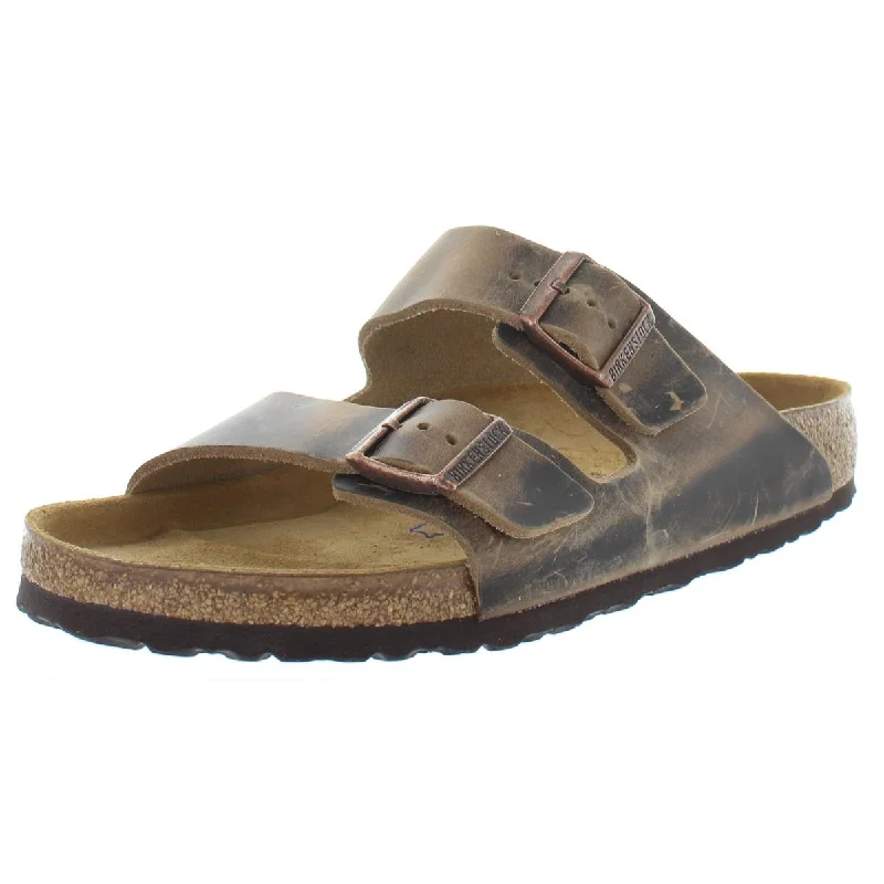 Sandals with adjustable cushions-Birkenstock Mens Arizona BS Leather Slides Footbed Sandals