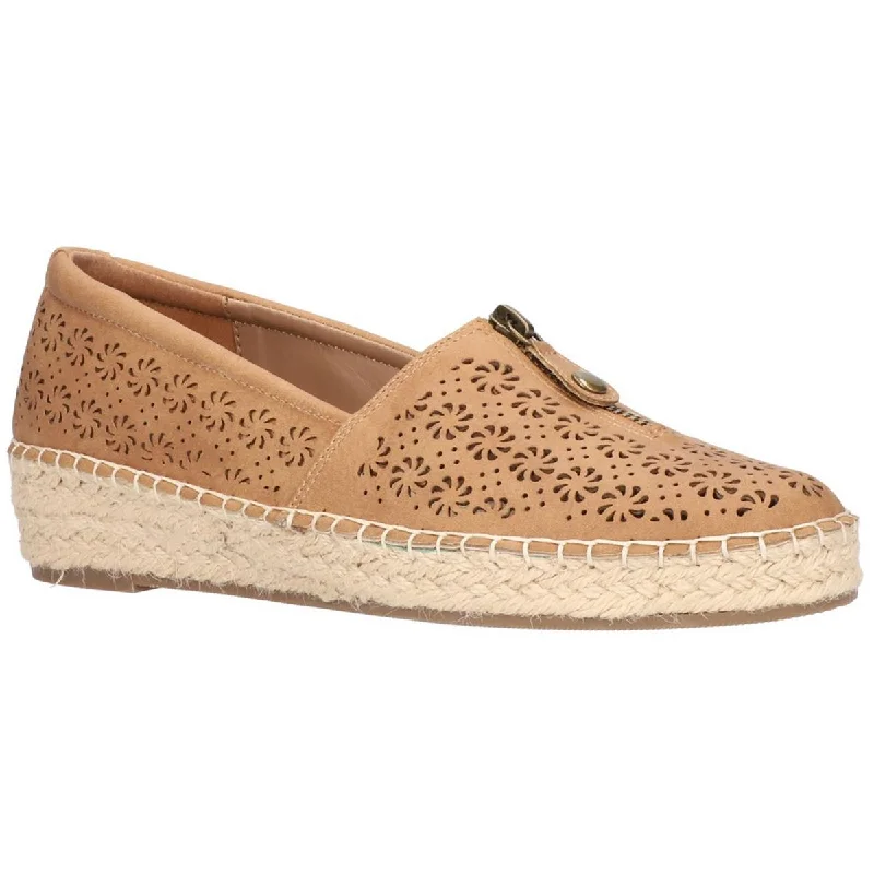 Flats for outdoor yoga-Easy Street Womens Zenon Faux Suede Slip On Espadrilles