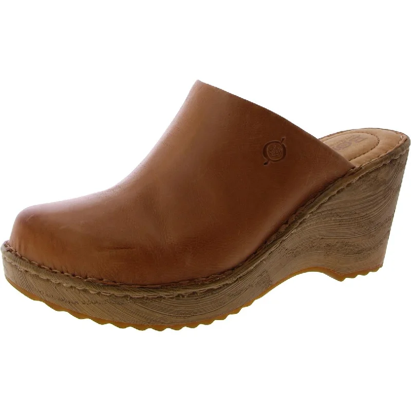 Flats for outdoor concert-Born Womens KHELL 21 Leather Round toe Clogs