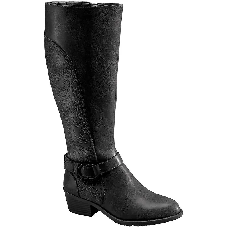 Luella Womens Wide Calf Block Heel Knee-High Boots