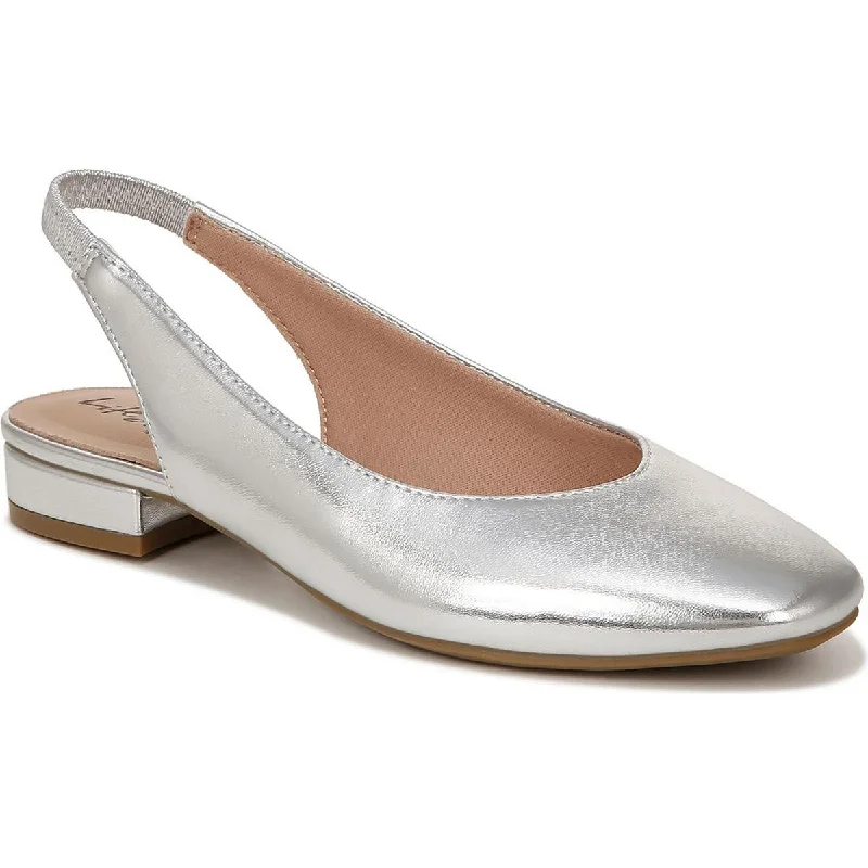 Flats with crystal embellishment-LifeStride Womens Claire Metallic Slingbacks