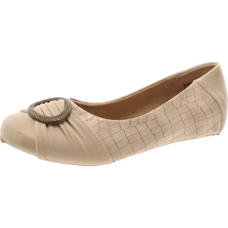 Flats with cut-out style-Baretraps Womens Mabely Faux Leather Embellished Ballet Flats