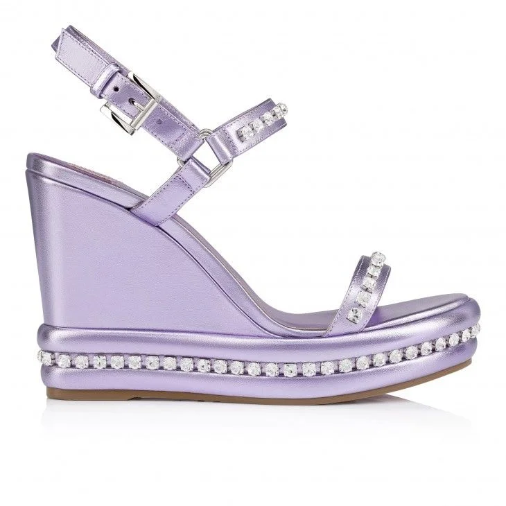 Sandals with rugged straps-CHRISTIAN LOUBOUTIN Sparkling Wedge Sandals 110MM